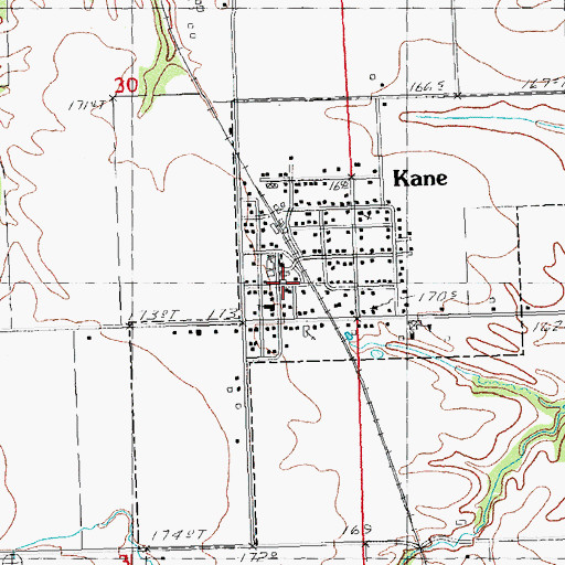 Topographic Map of Kane, IL
