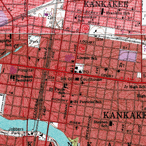 Topographic Map of Kankakee, IL