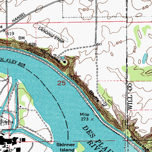 Topographic Map of Kankakee Bluffs, IL