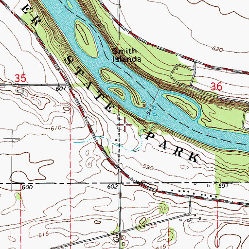 Topographic Map of Kankakee River State Park, IL
