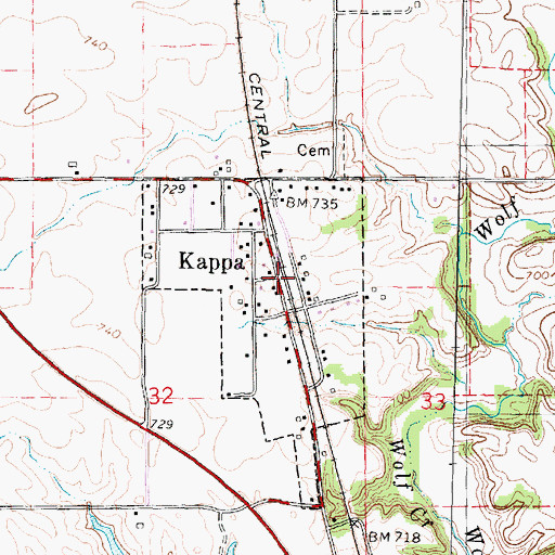 Topographic Map of Kappa, IL