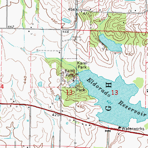 Topographic Map of Karel Park, IL