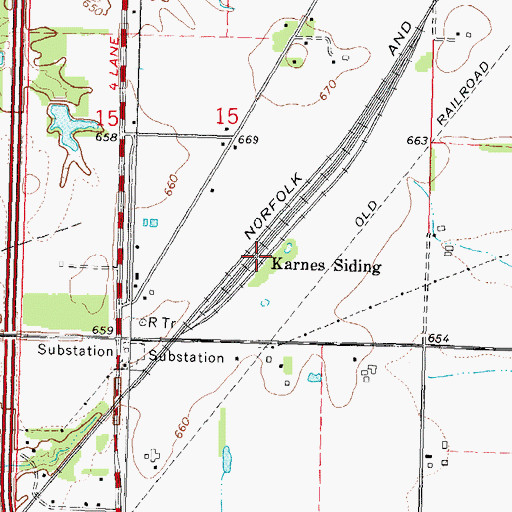 Topographic Map of Karnes Siding, IL