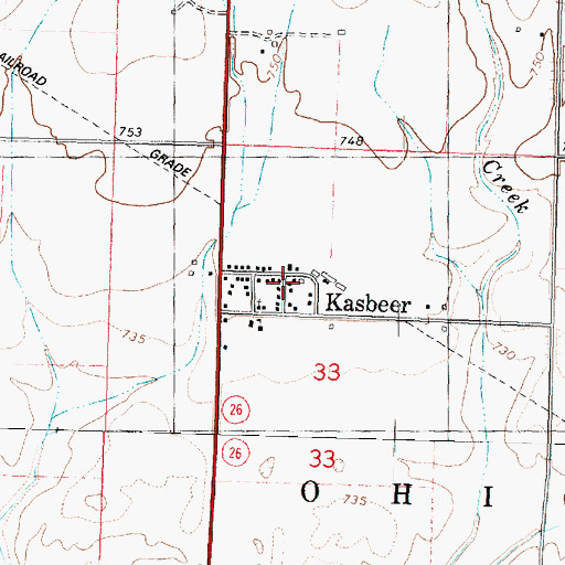 Topographic Map of Kasbeer, IL