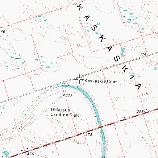 Topographic Map of Kaskaskia Cemetery, IL