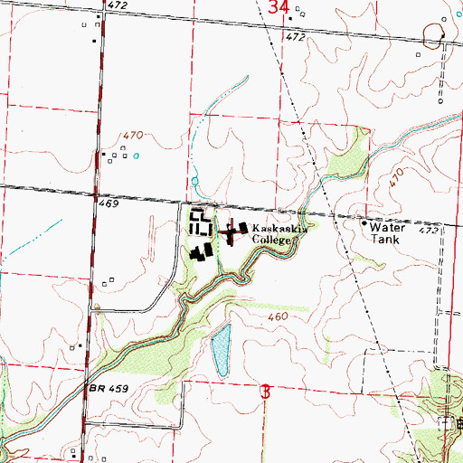 Topographic Map of Kaskaskia College, IL