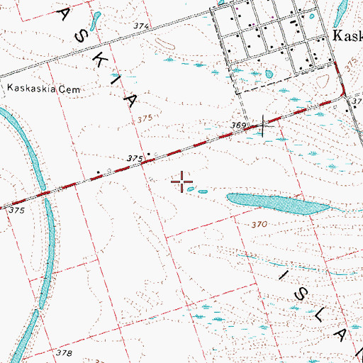 Topographic Map of Kaskaskia Island, IL