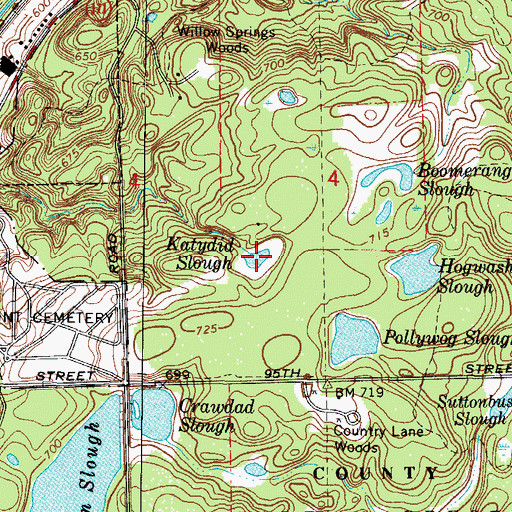 Topographic Map of Katydid Slough, IL
