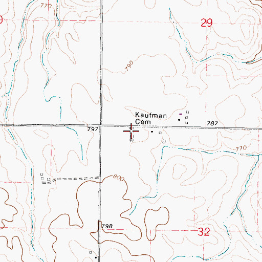 Topographic Map of Kaufman Cemetery, IL