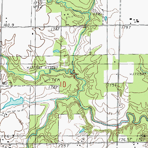 Topographic Map of Kavanaugh Cemetery, IL