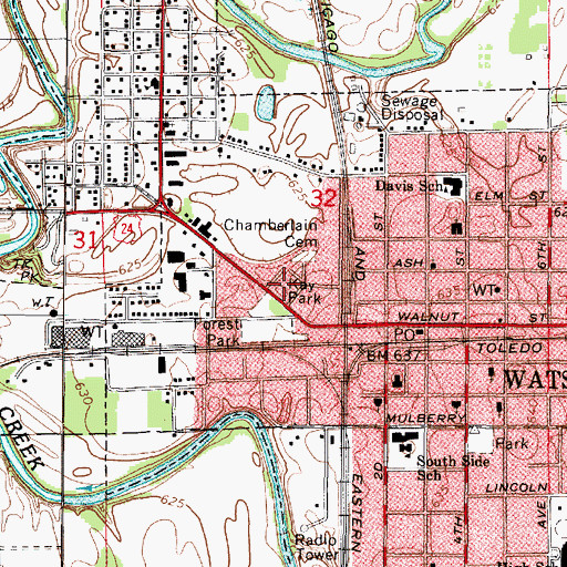 Topographic Map of Kay Park, IL