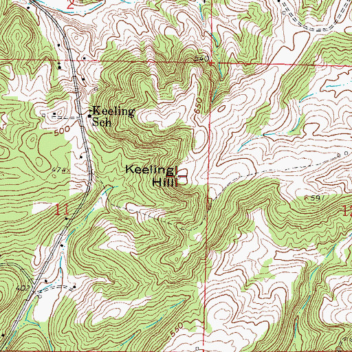 Topographic Map of Keeling Hill, IL