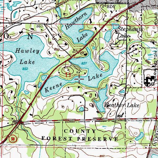 Topographic Map of Keene Lake, IL