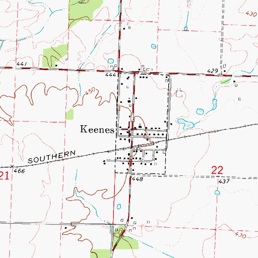 Topographic Map of Keenes, IL