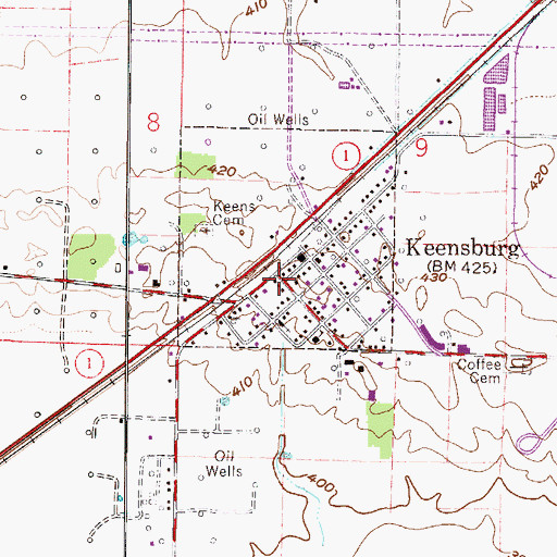 Topographic Map of Keensburg, IL