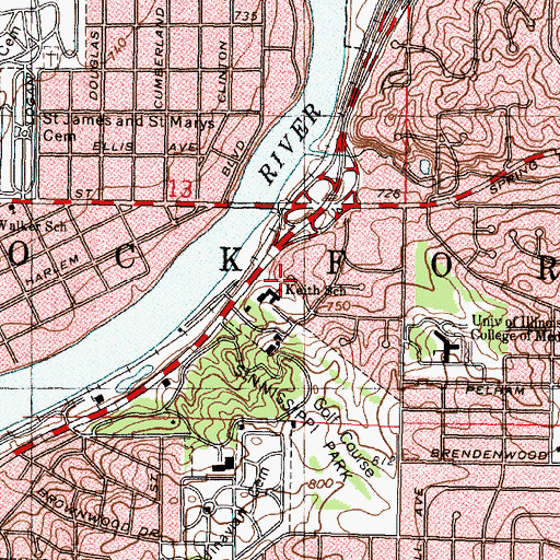 Topographic Map of Keith Country Day School, IL
