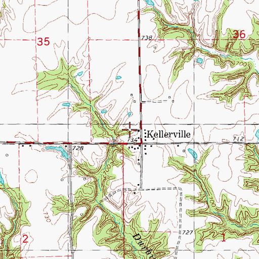 Topographic Map of Kellerville, IL