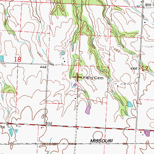 Topographic Map of Kelly Cemetery, IL