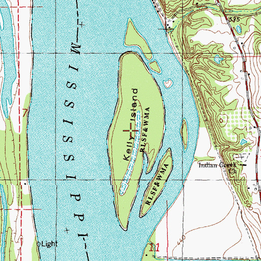 Topographic Map of Kelly Island, IL