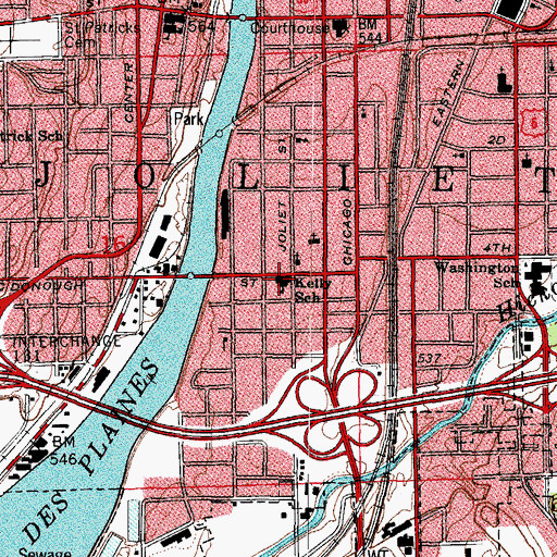 Topographic Map of Eliza Kelly Elementary School, IL