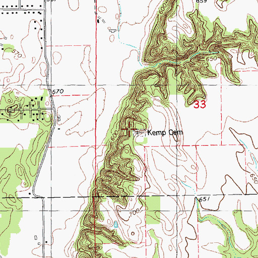 Topographic Map of Kemp Cemetery, IL