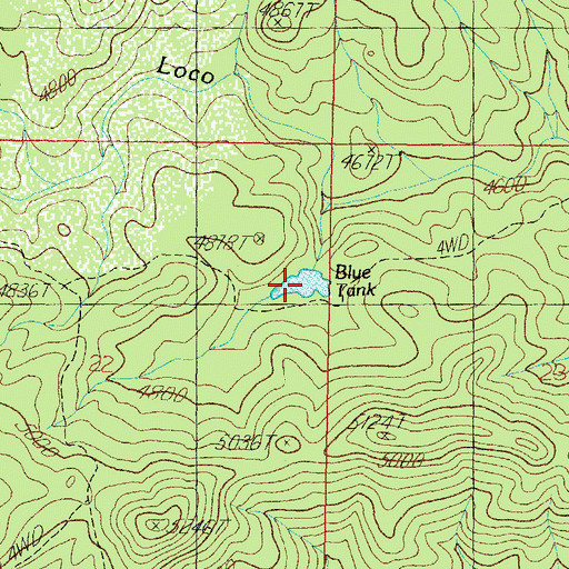 Topographic Map of Blue Tank, AZ