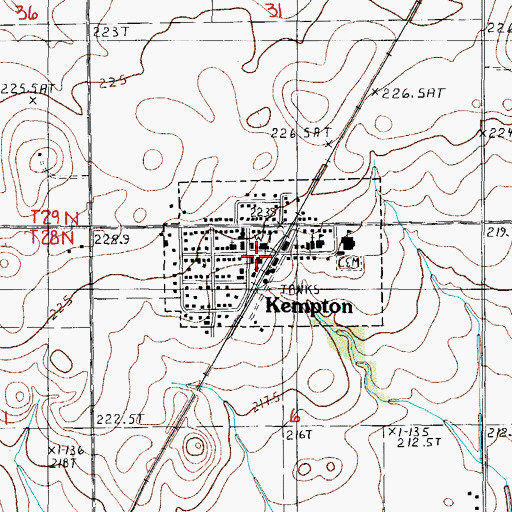 Topographic Map of Kempton, IL