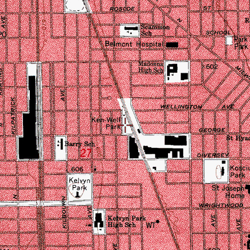 Topographic Map of Ken-Well Park, IL