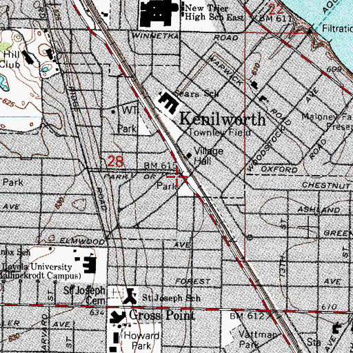 Topographic Map of Kenilworth, IL
