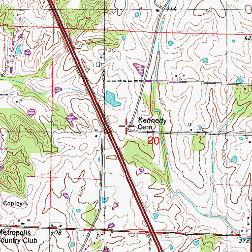 Topographic Map of Kennedy Cemetery, IL