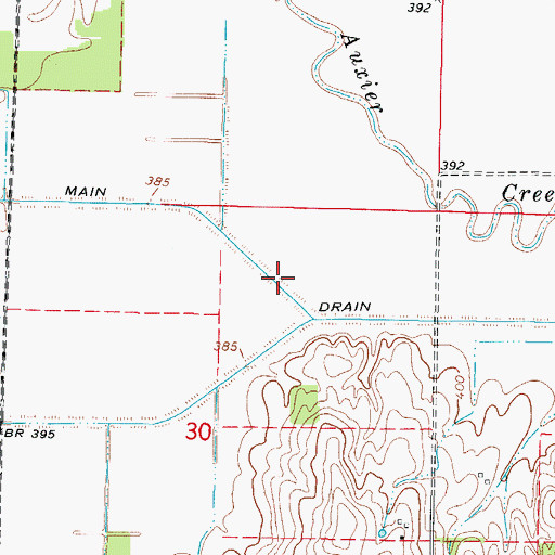 Topographic Map of Kennedy-Voris Main Drain, IL