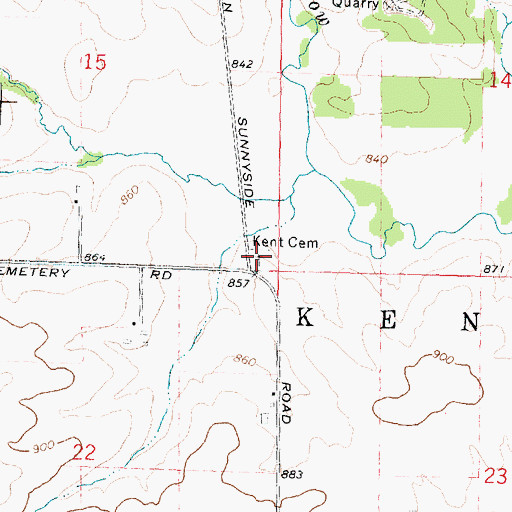 Topographic Map of Kent United Baptist Cemetery, IL