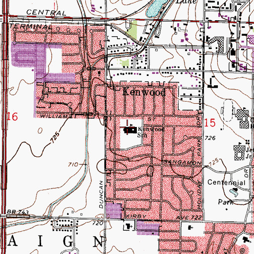 Topographic Map of Kenwood Elementary School, IL