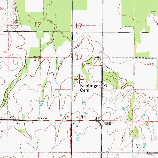 Topographic Map of Keplinger Cemetery, IL
