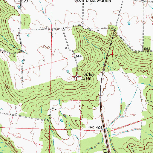 Topographic Map of Kerley Cemetery, IL