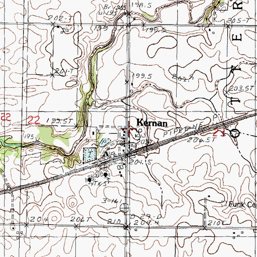 Topographic Map of Kernan, IL