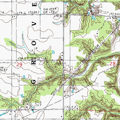 Topographic Map of Kerns Chapel, IL