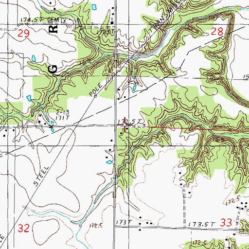 Topographic Map of Kerns School (historical), IL