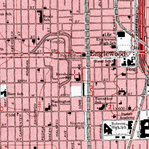 Topographic Map of Kershaw Elementary School, IL