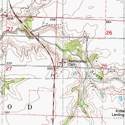 Topographic Map of Kettlecamp Methodist Cemetery, IL