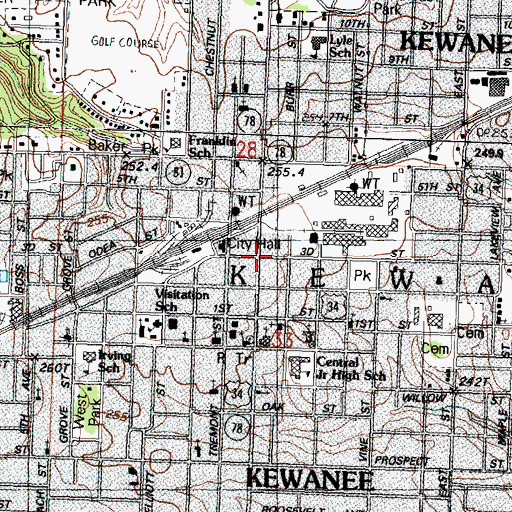 Topographic Map of Kewanee, IL