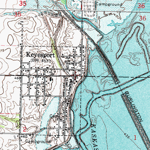 Topographic Map of Keyesport, IL