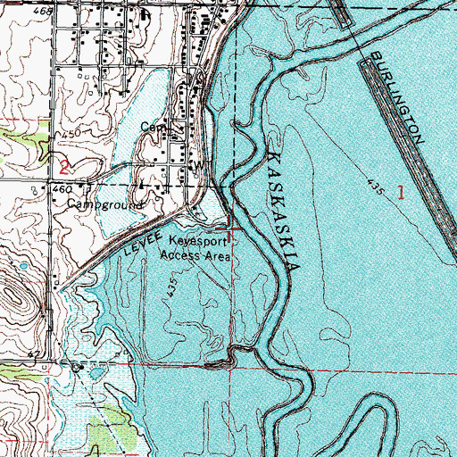 Topographic Map of Keyesport Access Area, IL