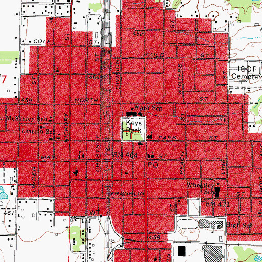 Topographic Map of Keys Park, IL