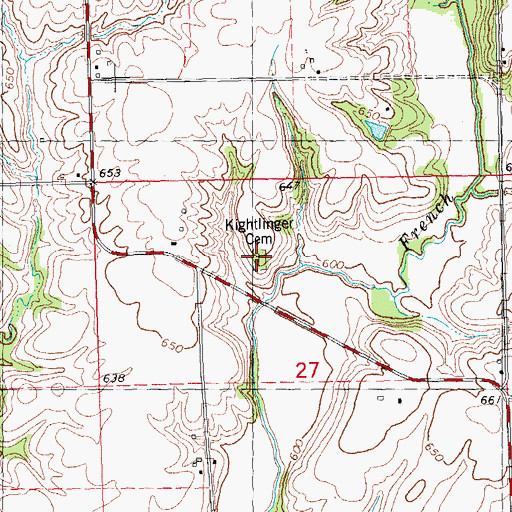 Topographic Map of Kightlinger Cemetery, IL