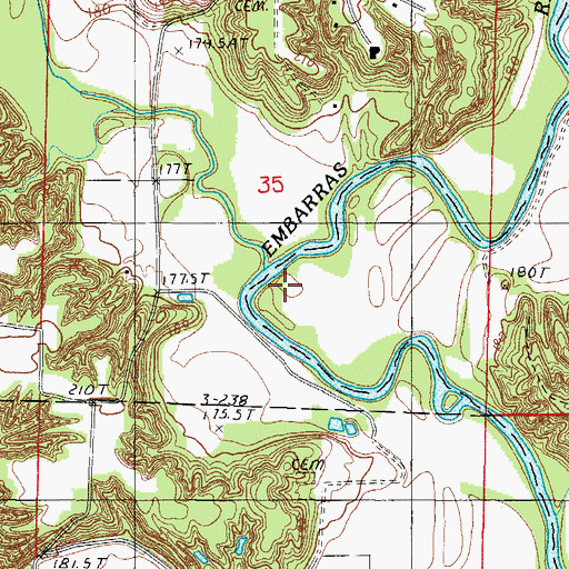 Topographic Map of Kickapoo Creek, IL