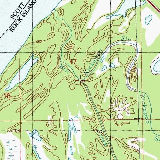 Topographic Map of Kickapoo Slough, IL