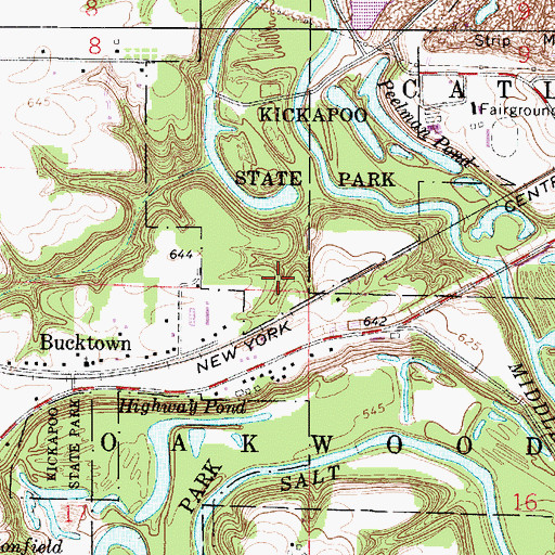 Topographic Map of Kickapoo State Park, IL