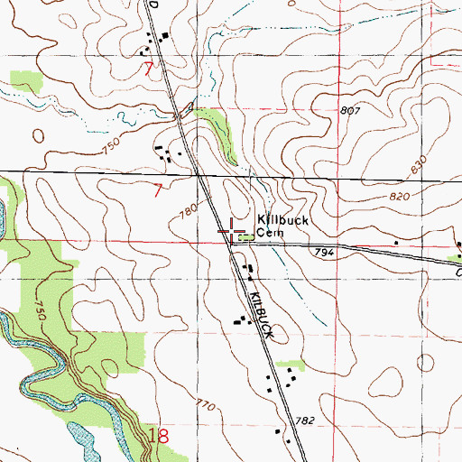 Topographic Map of Kilbuck Cemetery, IL
