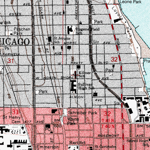 Topographic Map of Kilmer Elementary School, IL